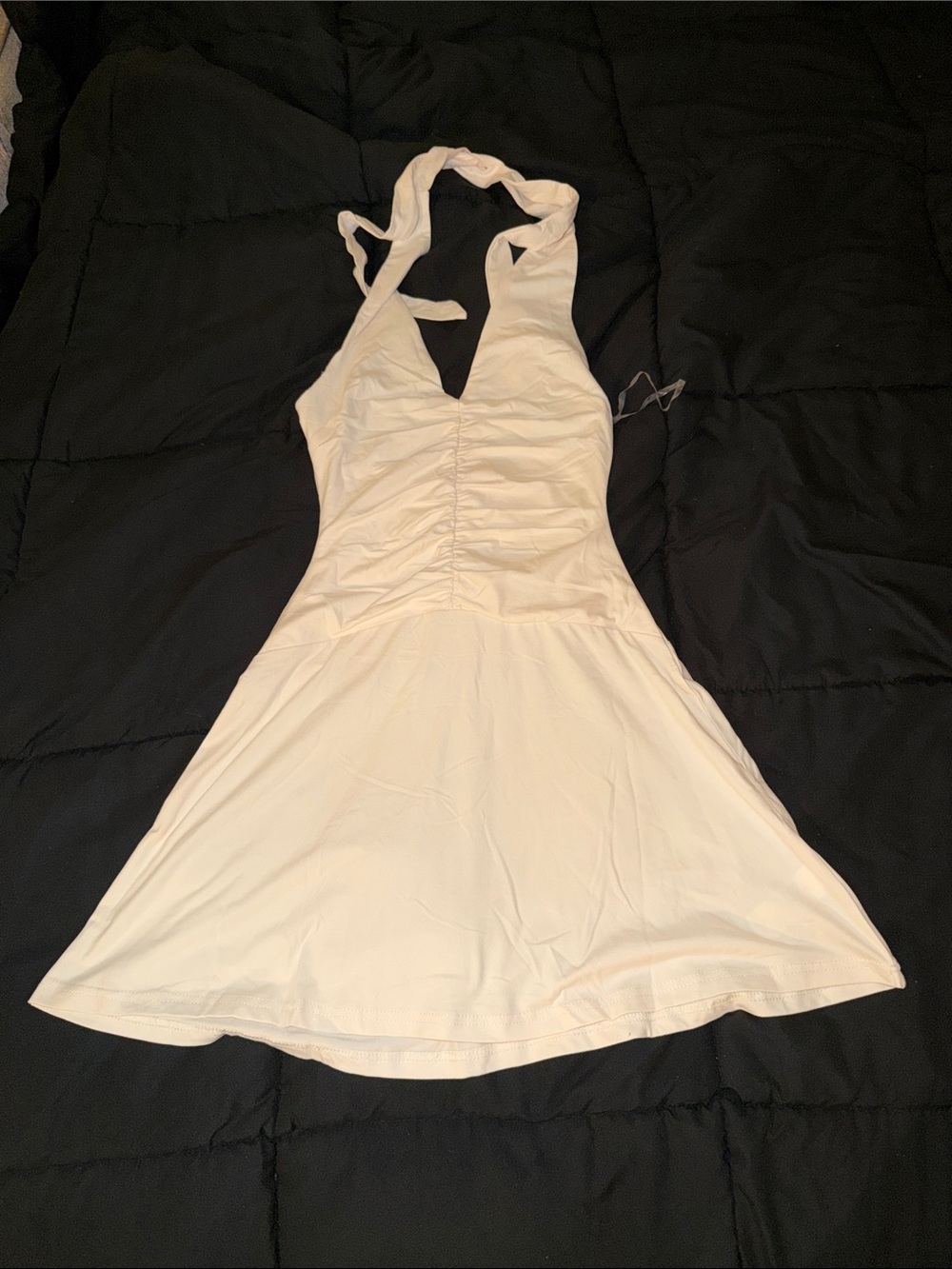 Billy J Milla Mini Dress in Cream • Halter Neck • Size US 2 (XS)